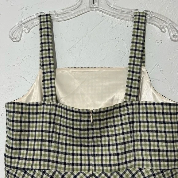 ModCloth Princess Highway Plaid Sleeveless Green Black Skater Dress Sz 8 Medium - Picture 9 of 12